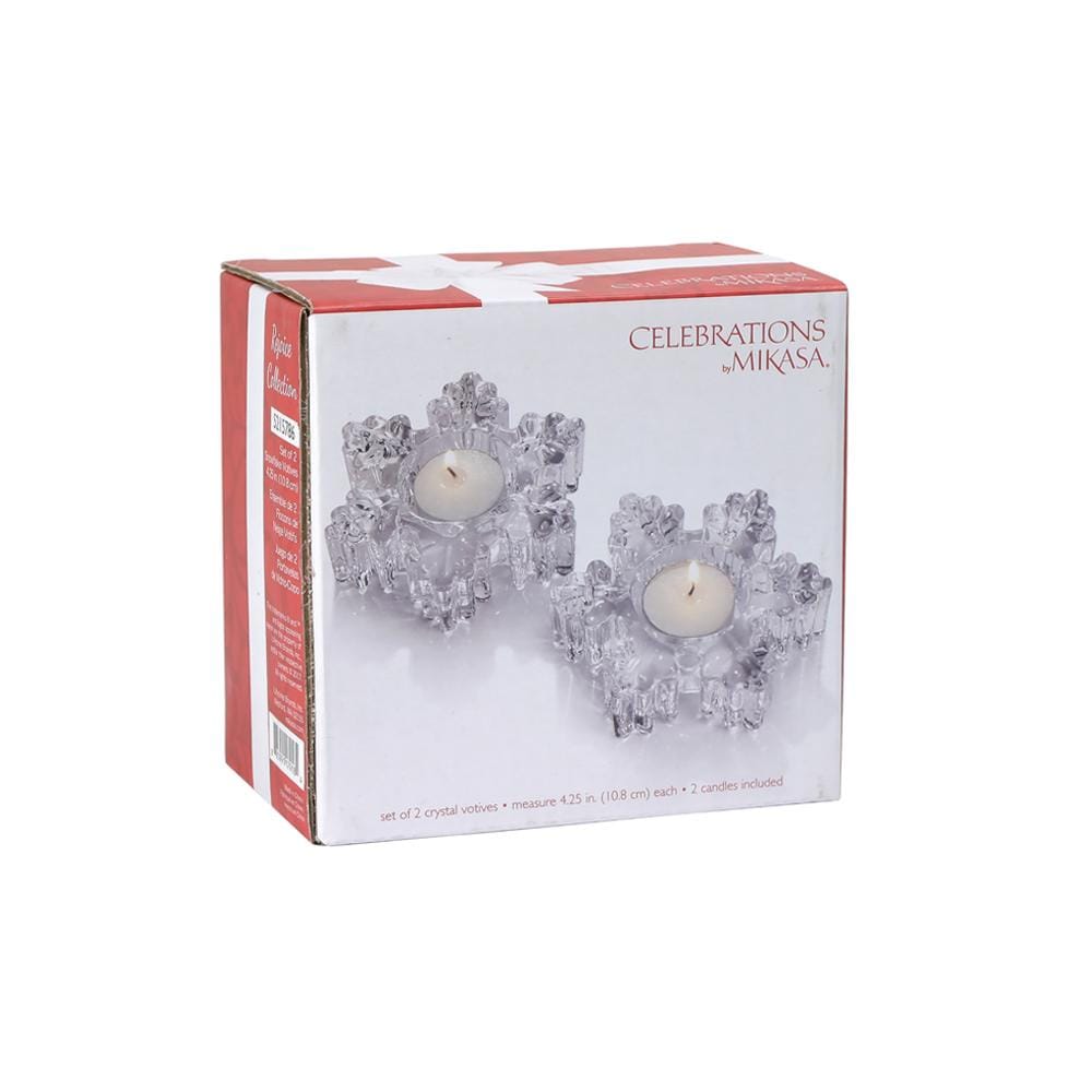 Rejoice Set of 2 Glass Snowflake Tealight Holders