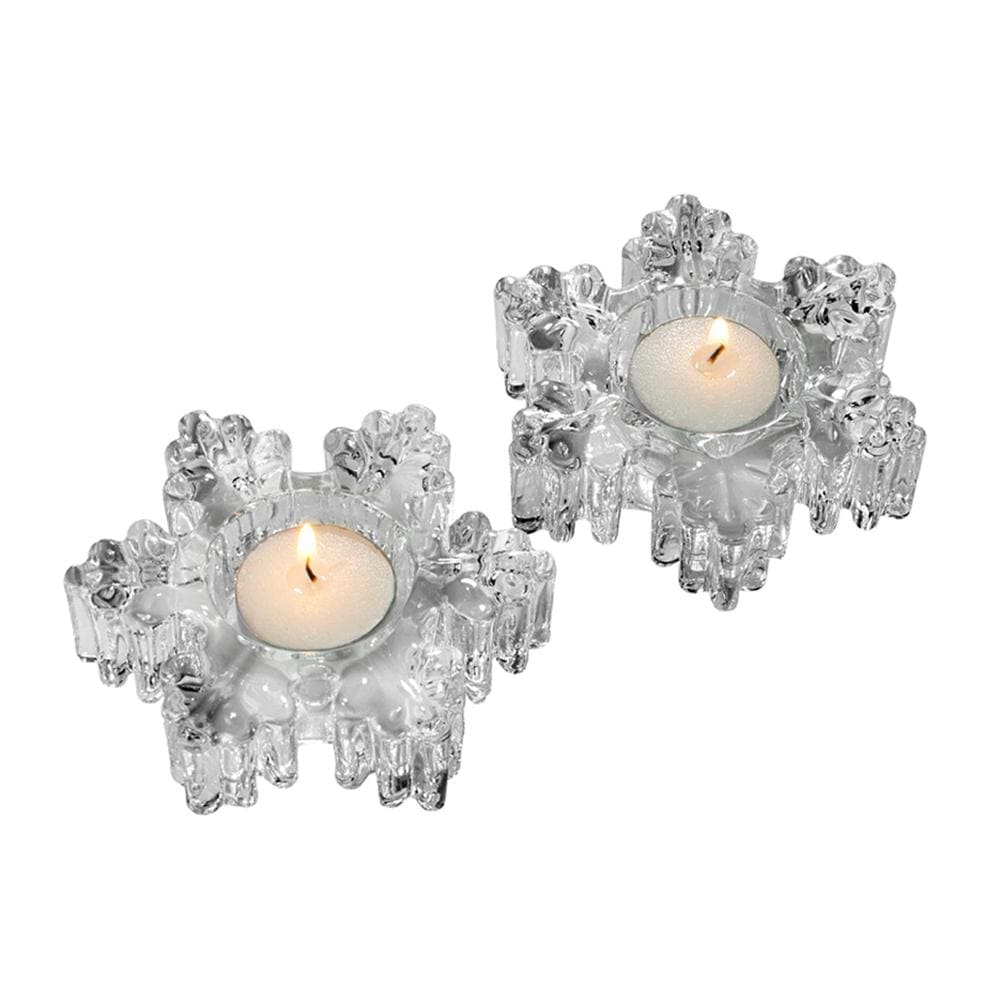 Rejoice Set of 2 Glass Snowflake Tealight Holders
