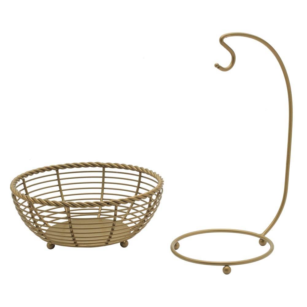 Rope Matte Gold Fruit Basket With Banana Hanger