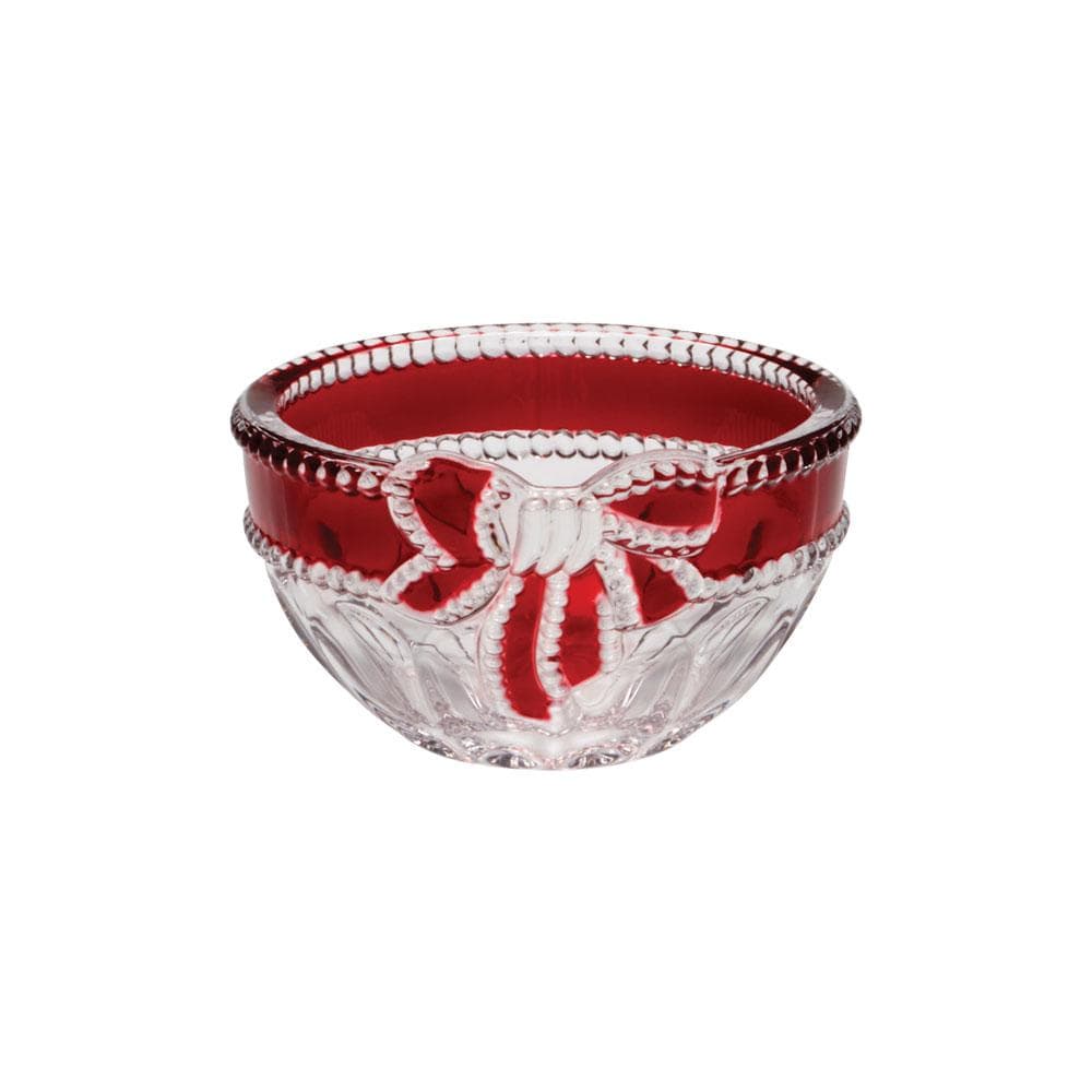 Ruby Ribbon Crystal Candy Dish