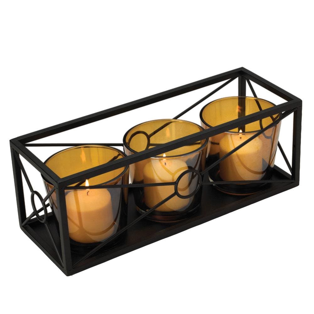 Set of 3 Amber Hurricanes in Window Box