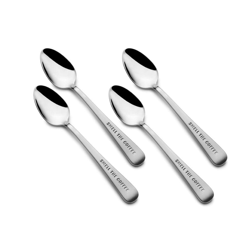 Set of 4 Smell the Coffee Mini Coffee Spoons