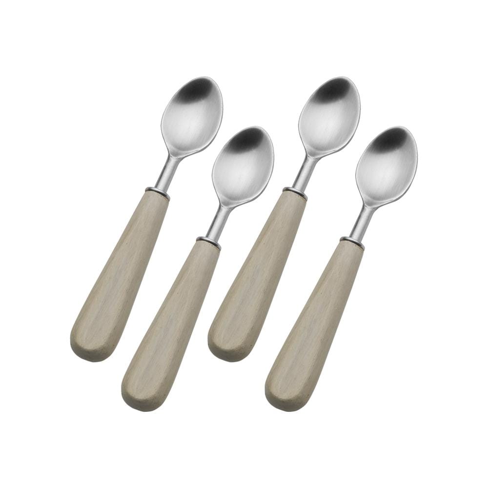 Set of 4 Whitewash Handle Demitasse Mini Coffee Spoons
