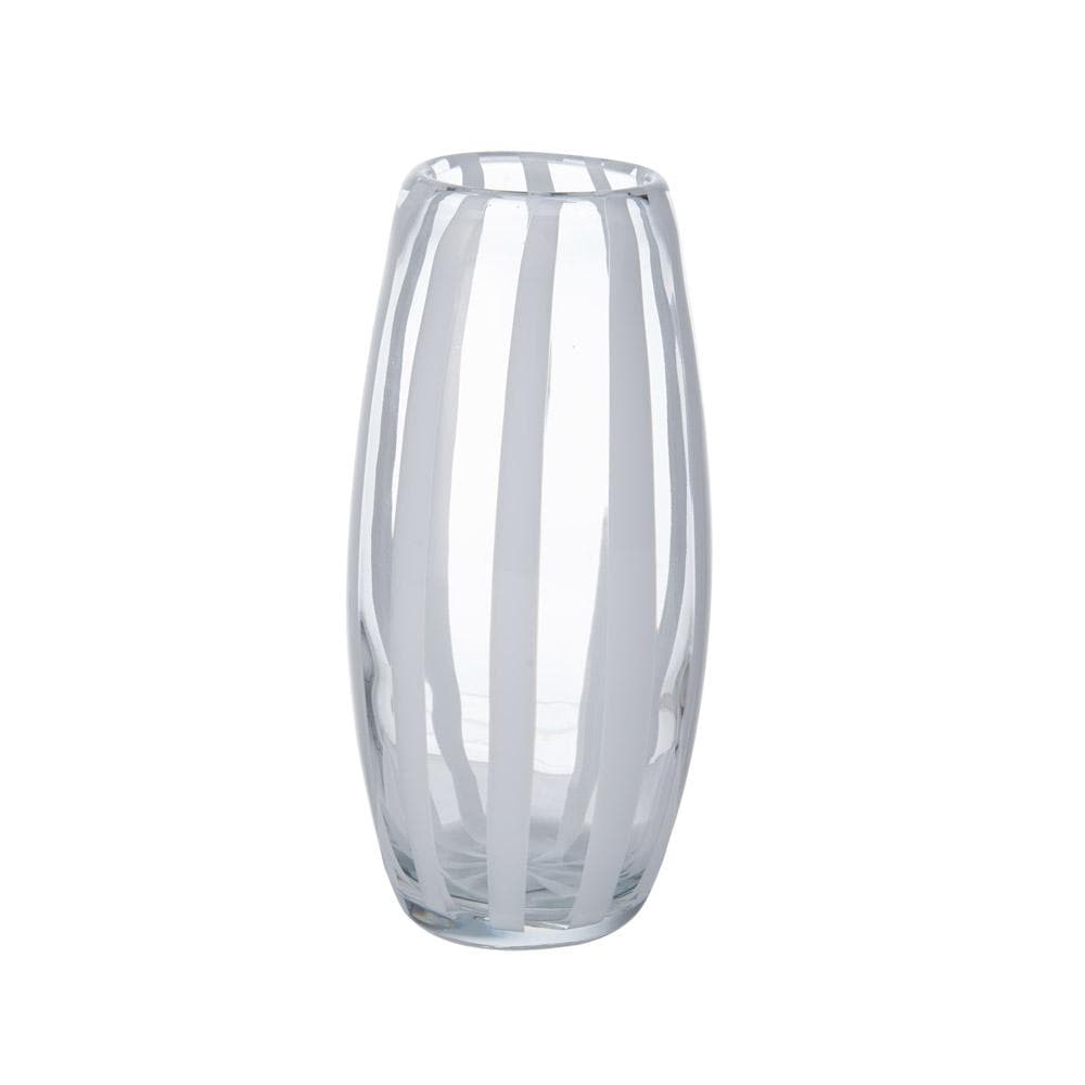 Small White Ribbon Glass Vase