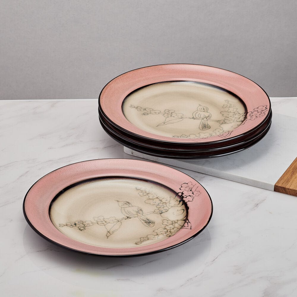 Song Bird Pink Set of 4 Dinner Plates