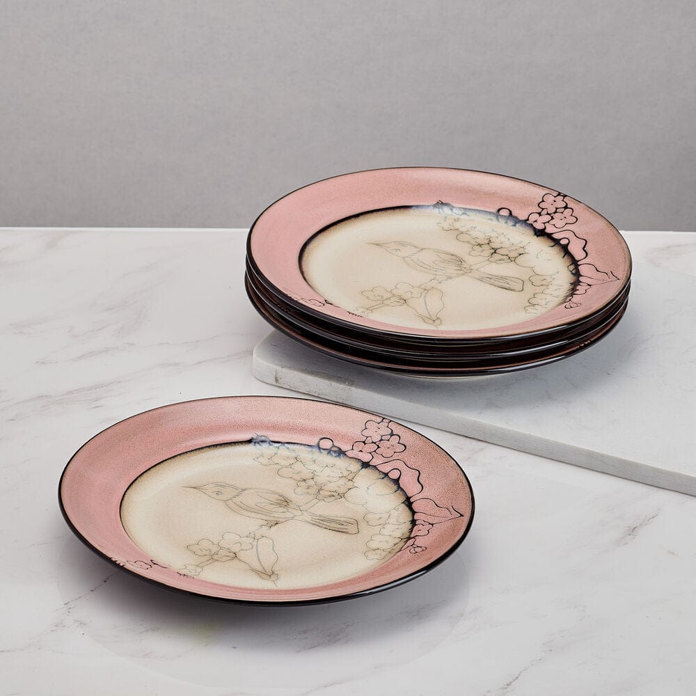 Song Bird Set of 4 Pink Salad Plates