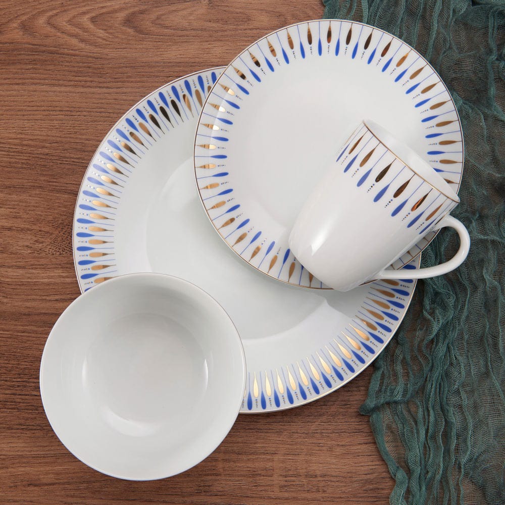 Starburst Blue 32 Piece Dinnerware Set, Service for 8