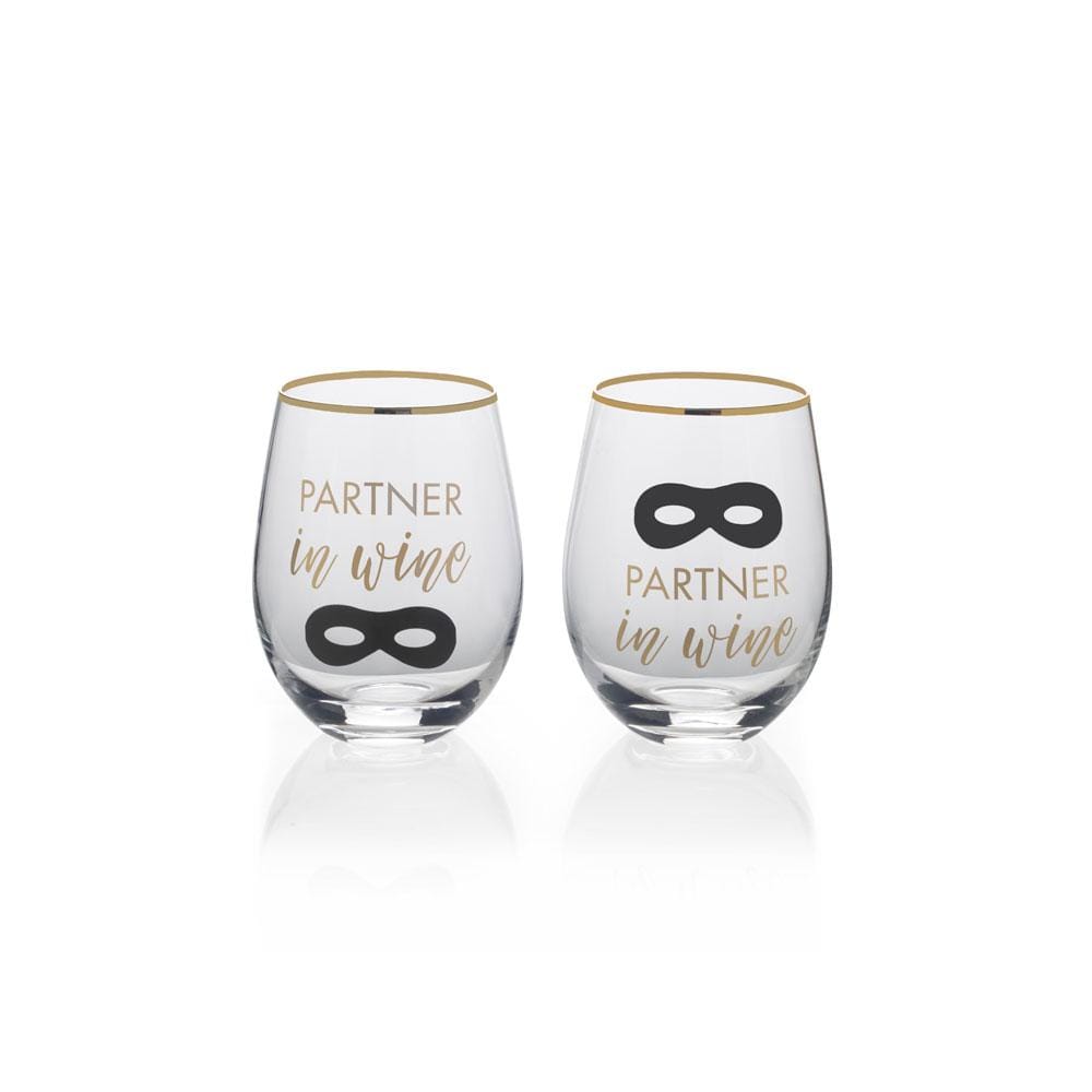 Stemless Gifts Partner in Wine Stemless Wine Set of 2