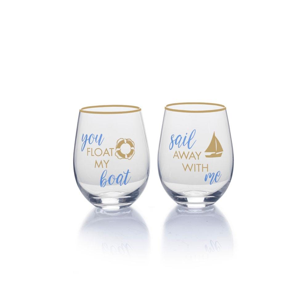 Stemless Gifts You Float My Boat Sail Away Stemless Wine Set of 2