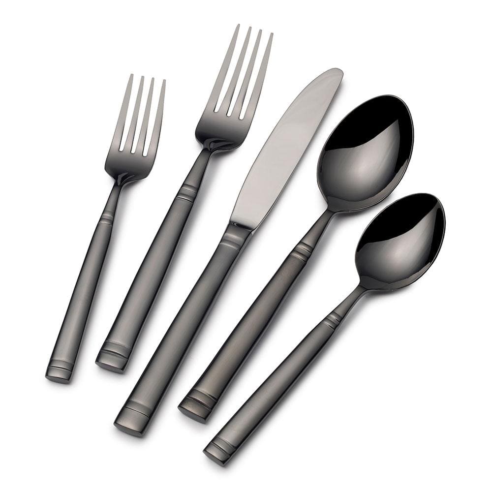 Stephanie Noir Forged 20 Piece Flatware Set, Service for 4