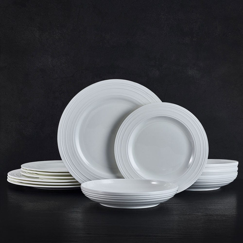 Swirl Bone 12 Piece Dinnerware Set with Pasta Bowls, Service for 4