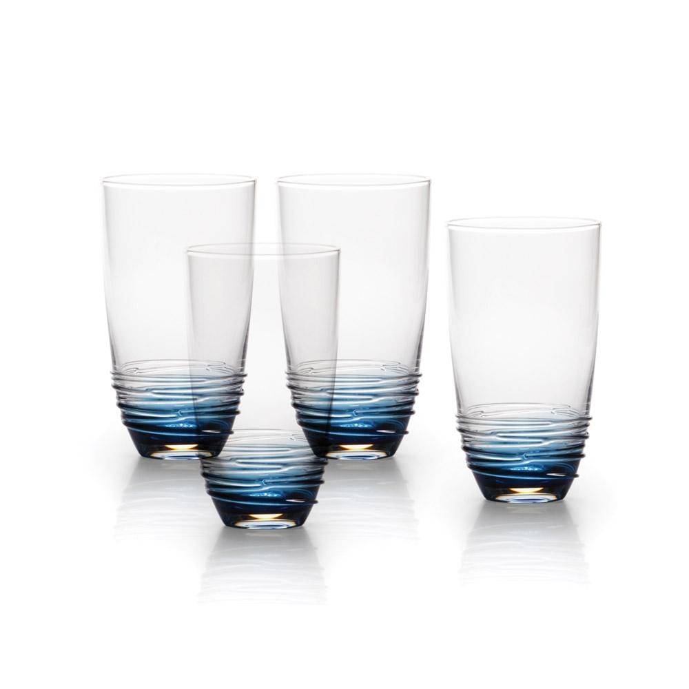 Swirl Cobalt Set of 4 Highball Glasses