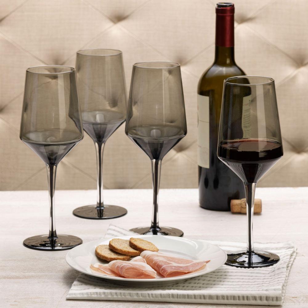 Swirl Edge Smoke Set of 4 Red Wine Glasses