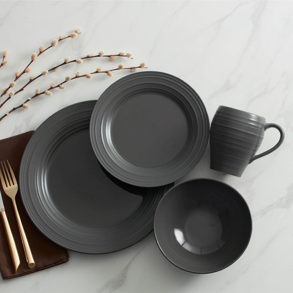 Swirl Graphite 4 Piece Place Setting