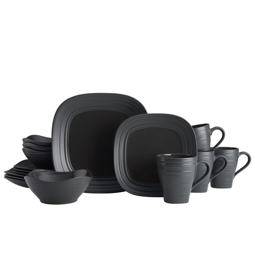 Swirl White Square 4 Piece Place Setting