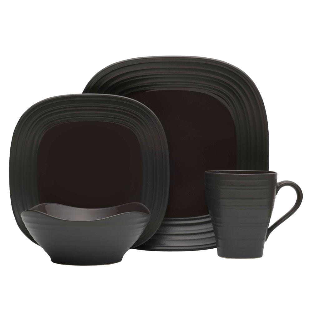 Swirl White Square 4 Piece Place Setting
