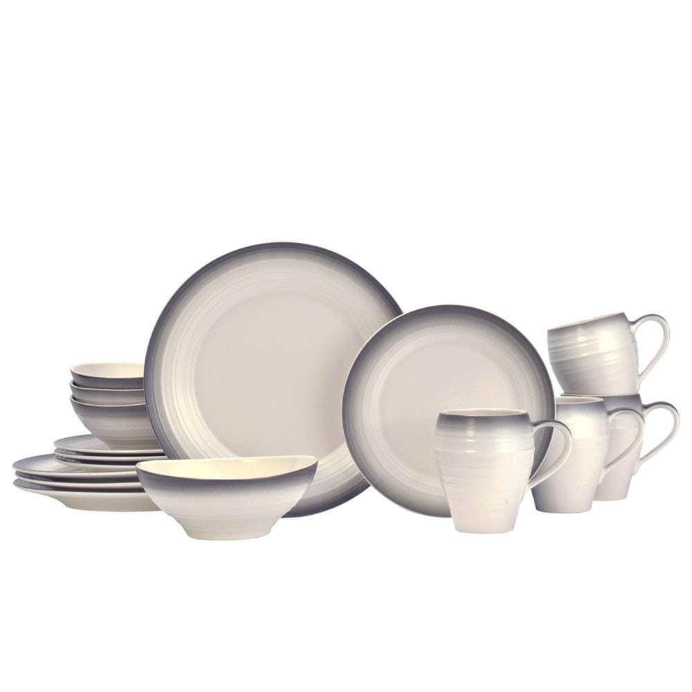 Swirl Ombre Graphite 16 Piece Dinnerware Set, Service for 4