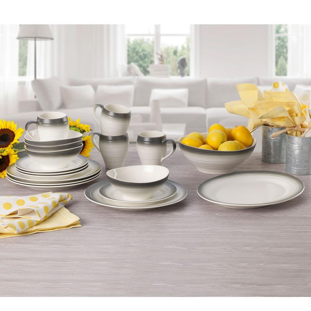 Swirl Ombre Graphite 16 Piece Dinnerware Set, Service for 4