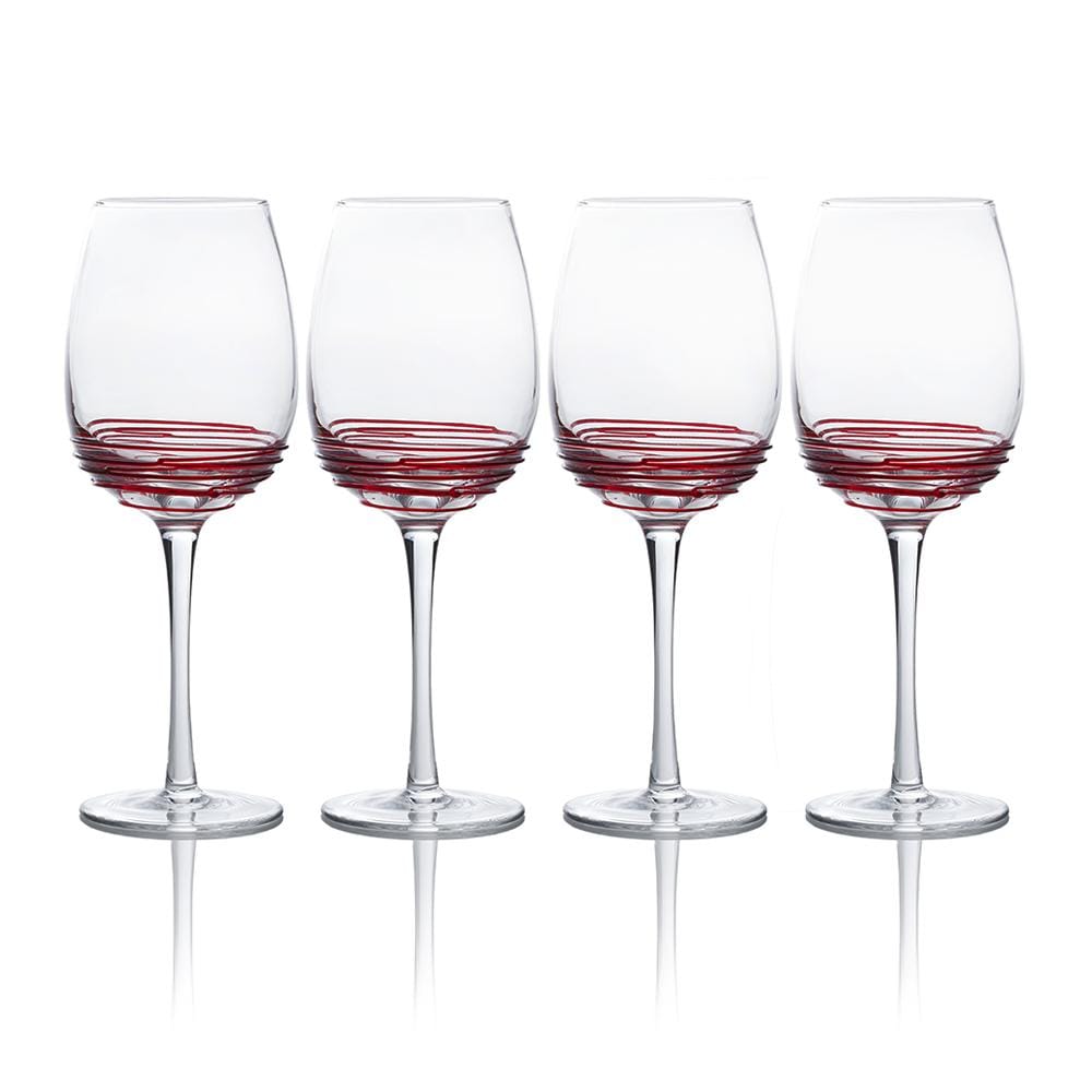 Swirl Red Set of 4 Goblets