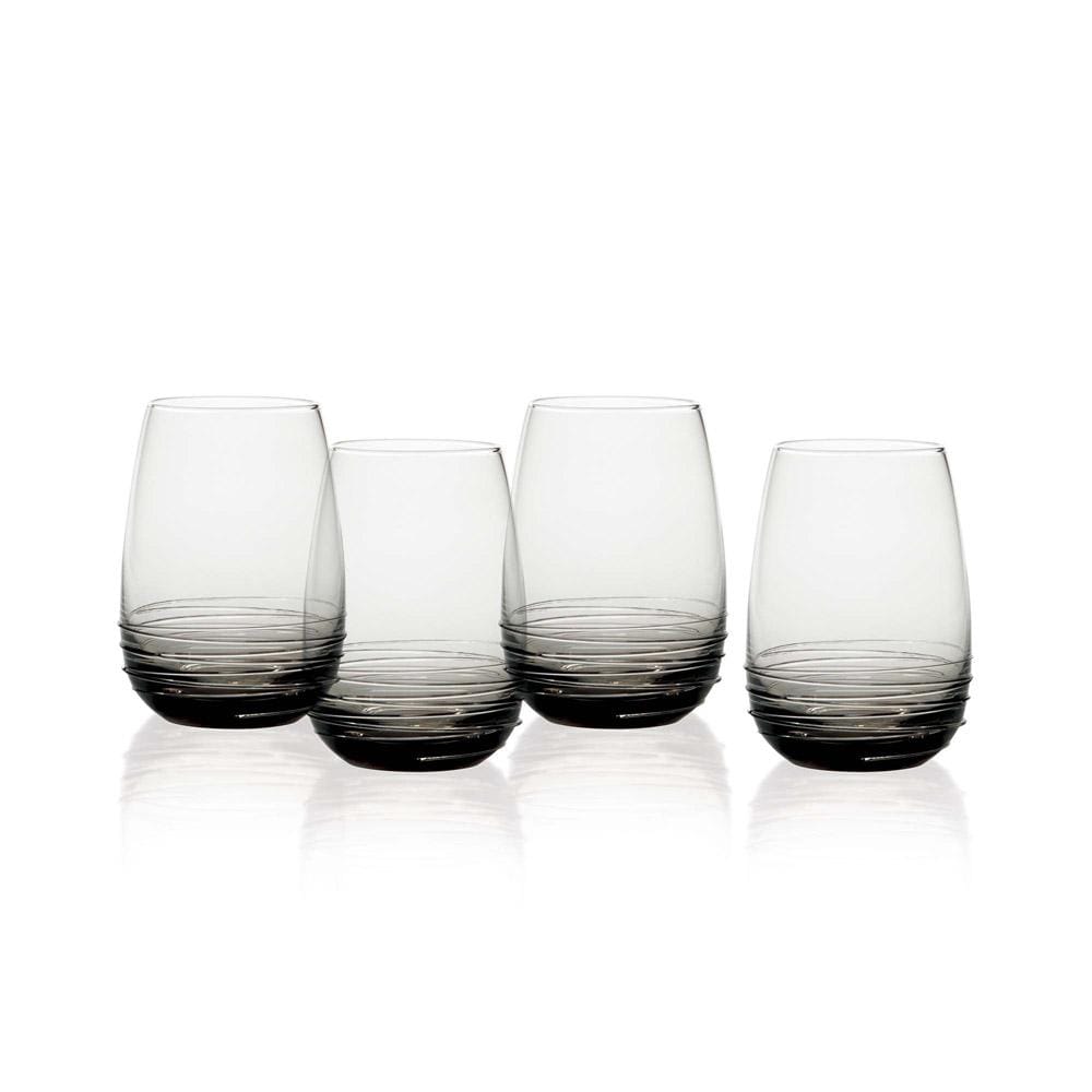 Swirl Smoke Set of 4 Stemless Wine Glasses