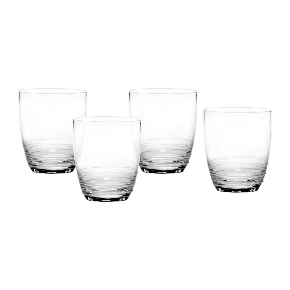 Swirl White Set of 4 Double Old Fashioned Glasses