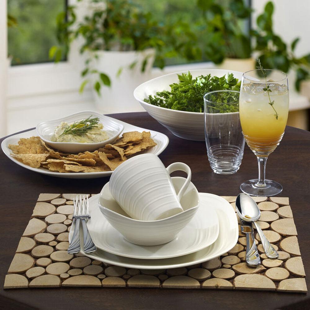 Swirl White Square 4 Piece Place Setting