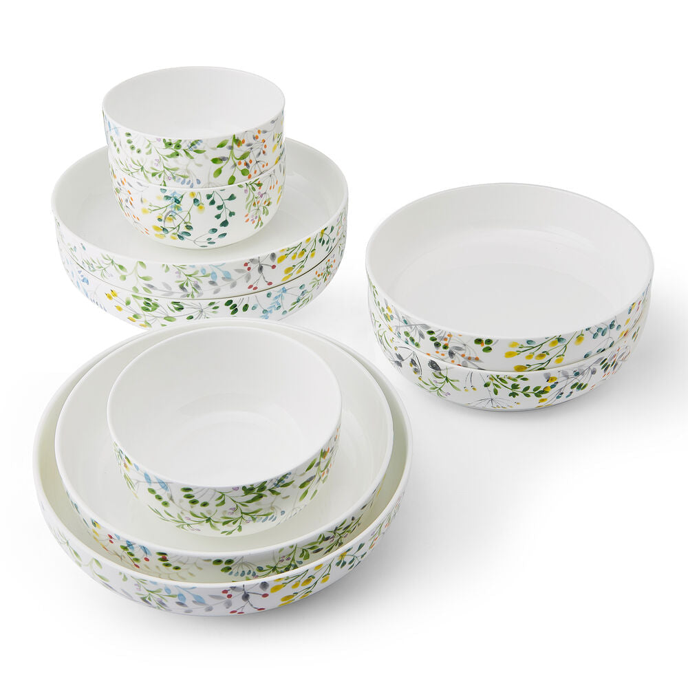 Tivoli Garden 9 Piece Dinnerware Bowl Set, Service for 3