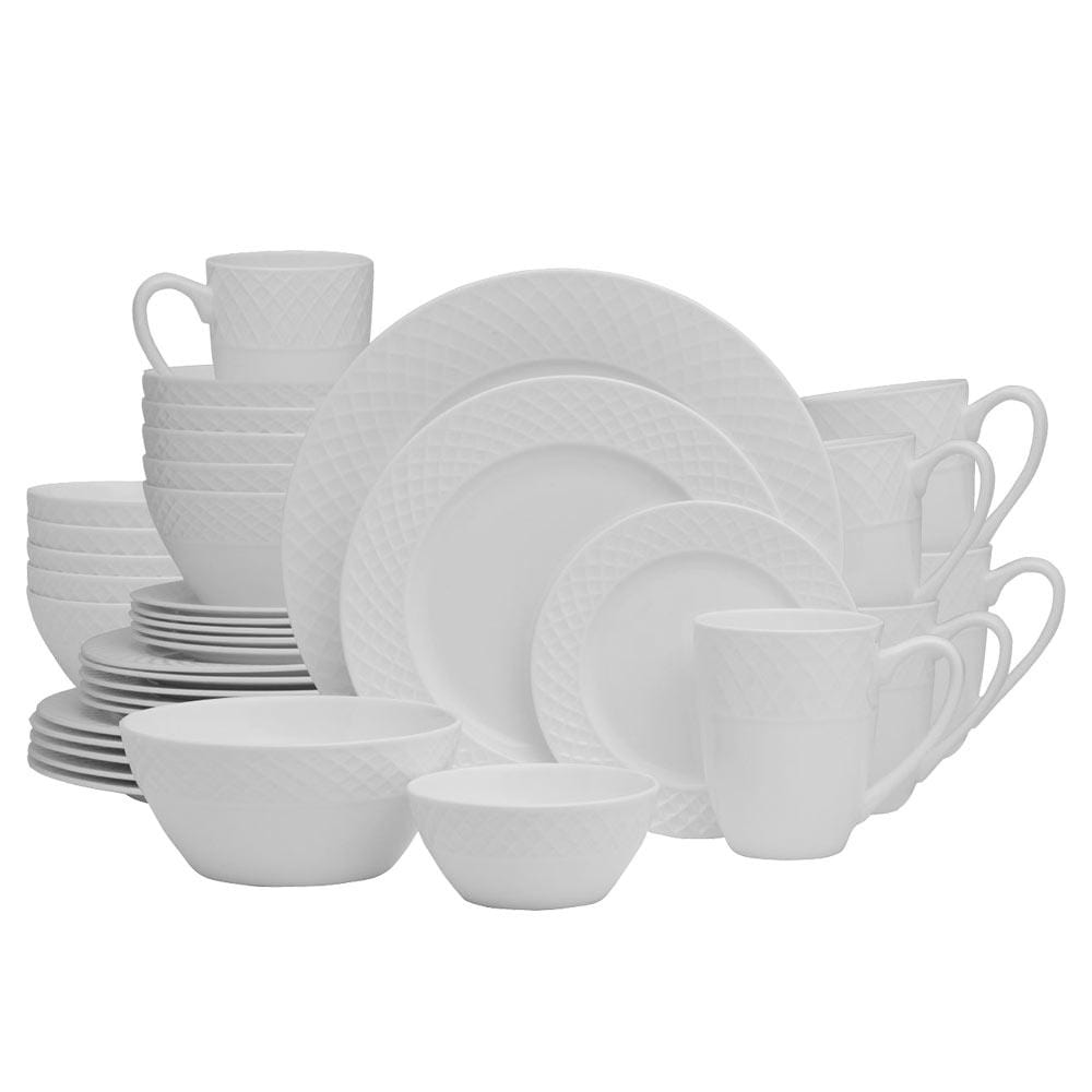 Trellis White 36 Piece Dinnerware Set, Service for 6