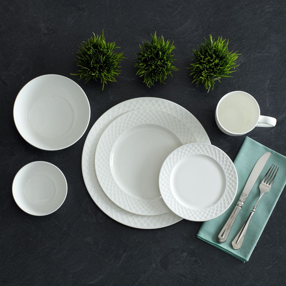 Trellis White 36 Piece Dinnerware Set, Service for 6