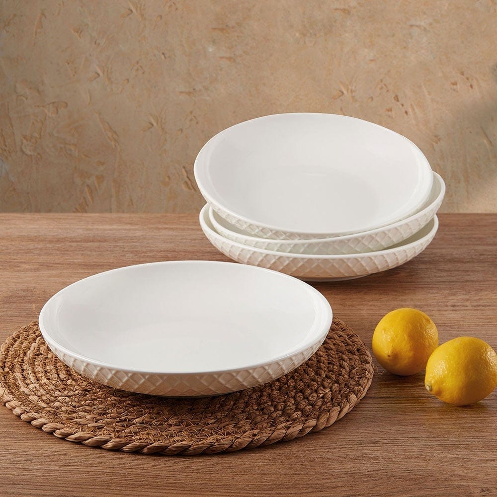 Trellis White Set of 4 Pasta Bowls