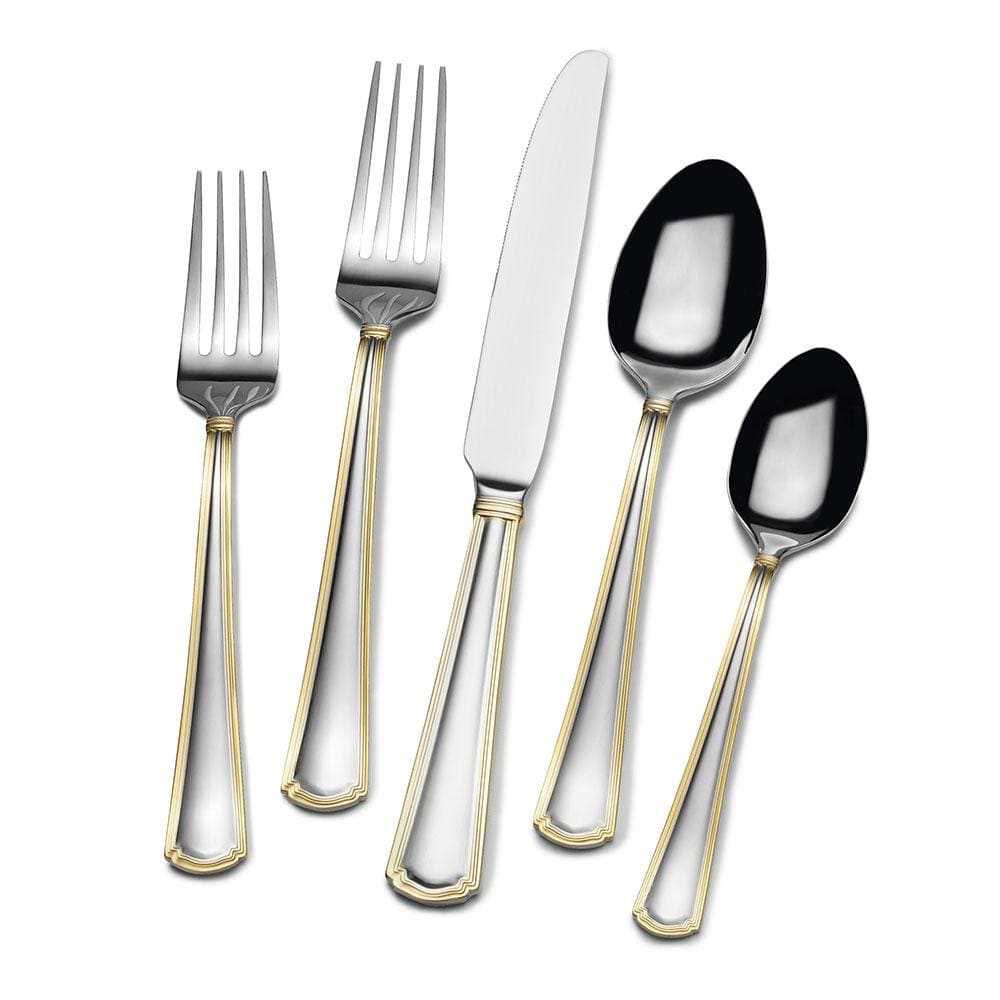 Universal Gold Accent 20 Piece Flatware Set