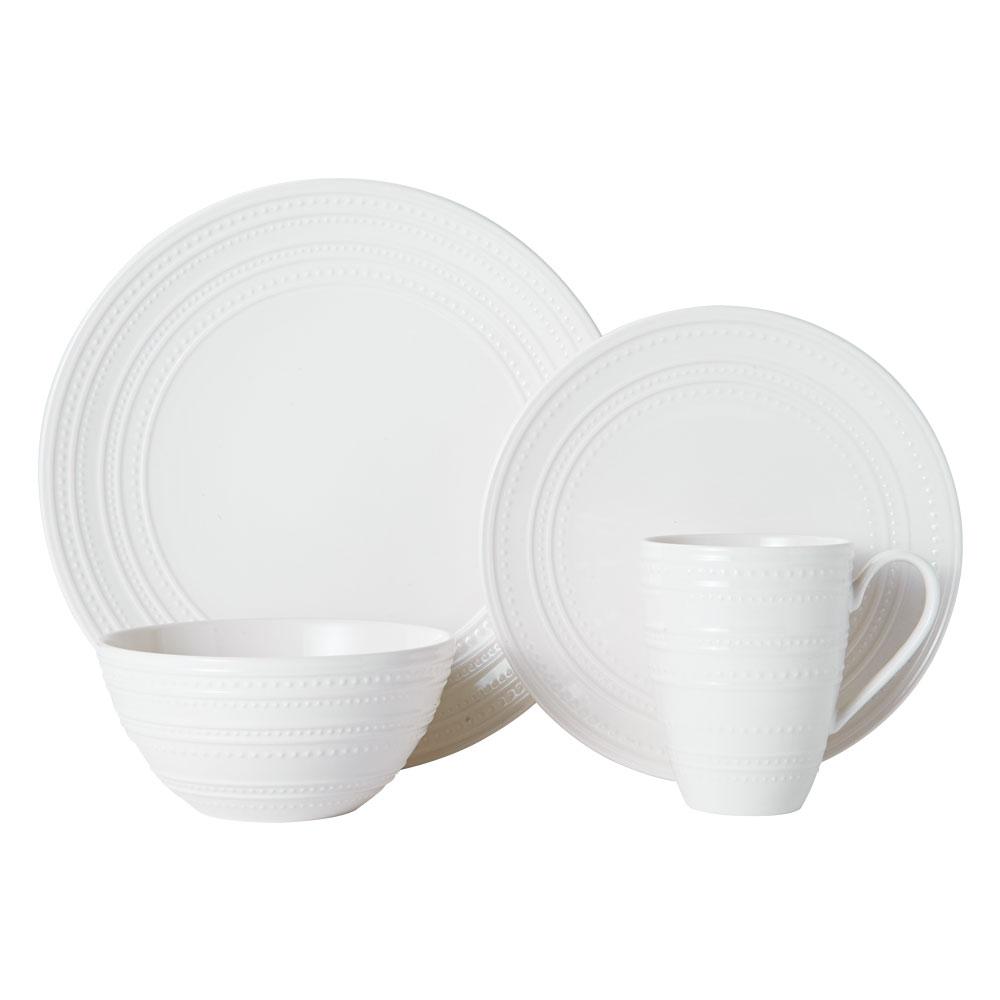 Vella White 16 Piece Dinnerware Set