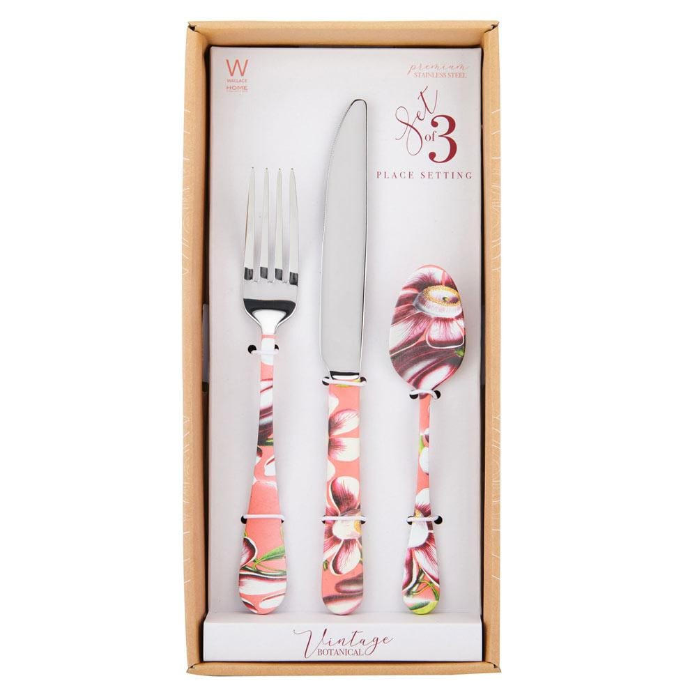 Vintage Botanical 3 Piece Flatware Set