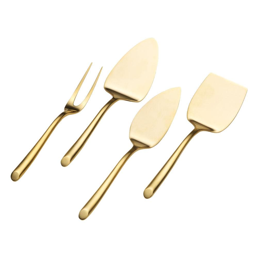 Wave Gold Plated 4 Piece Cheese Set