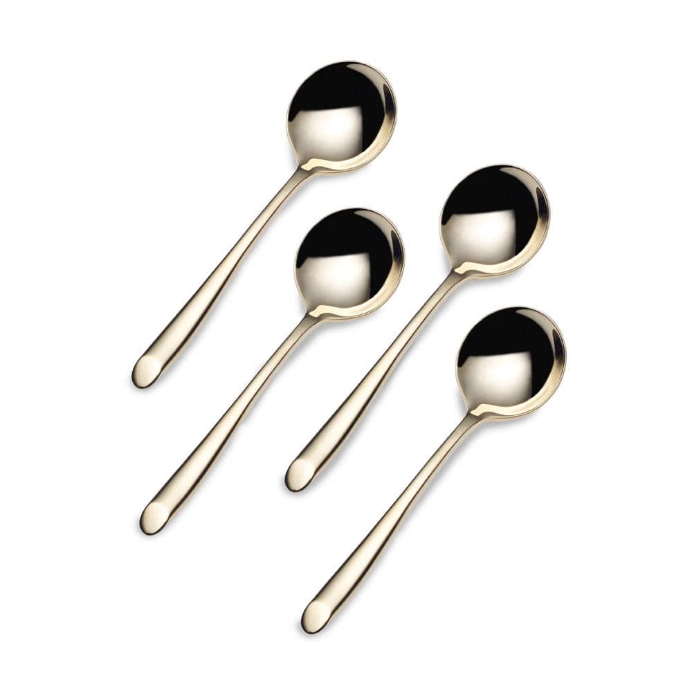 Wave Gold Plated Set of 4 Bouillon Spoons