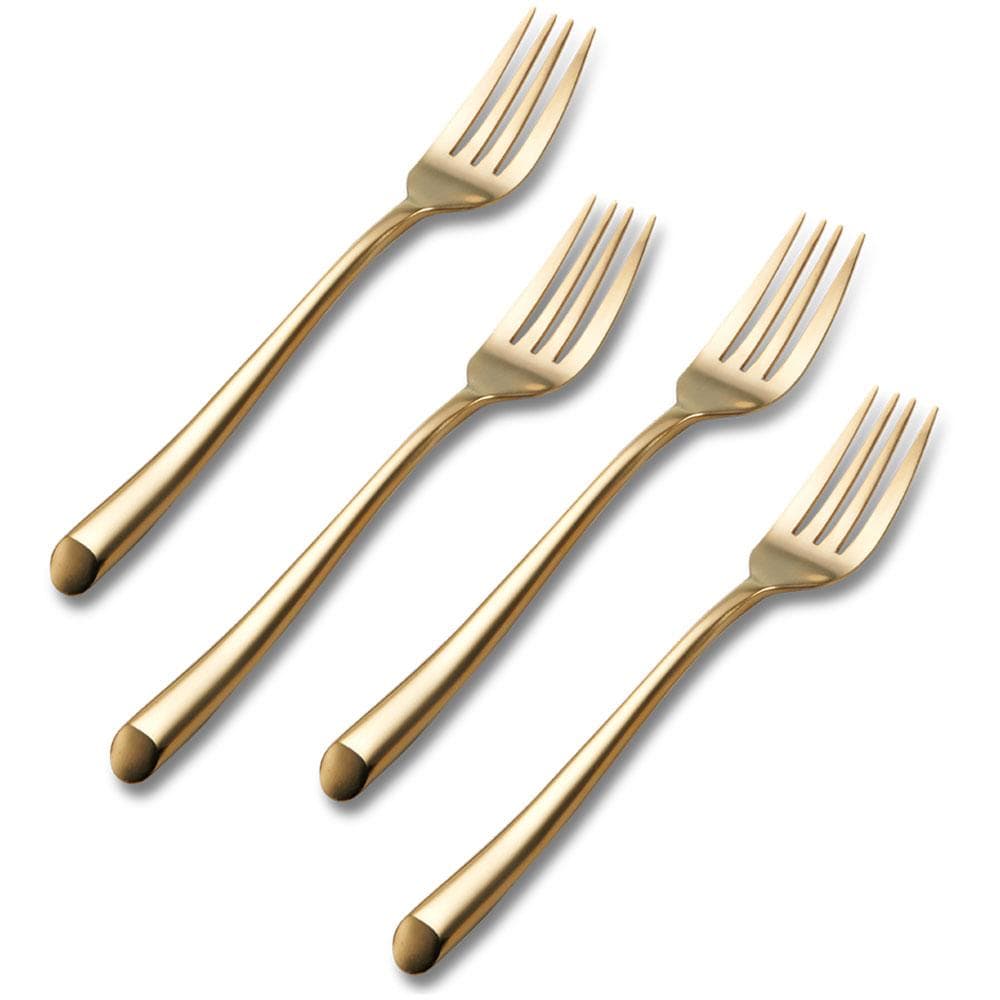 Wave Gold Plated Set of 4 Dinner Forks