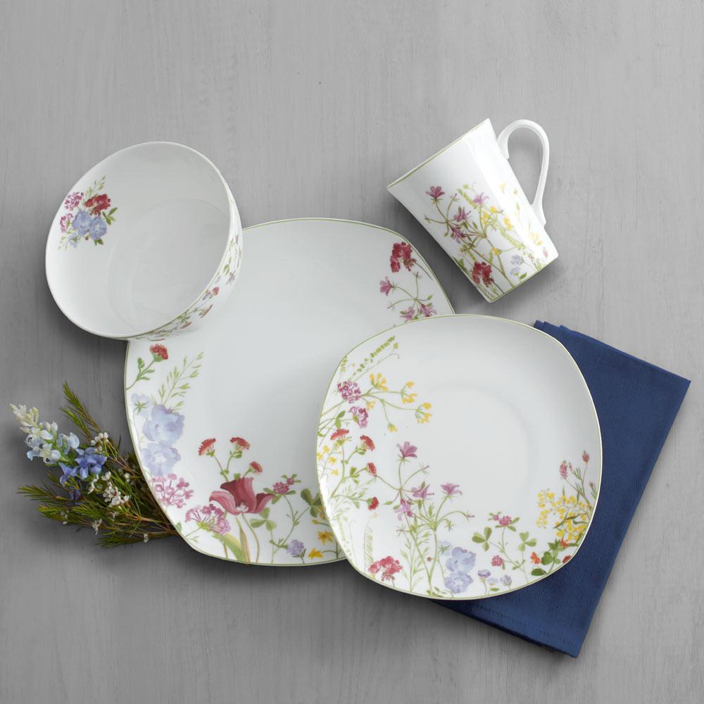 Wildflower Garden Square 16 Piece Dinnerware Set, Service for 4