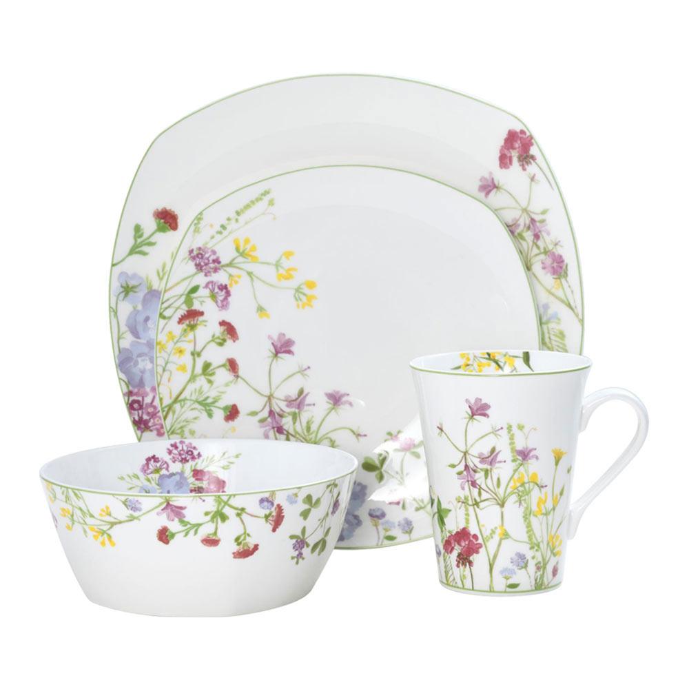 Wildflower Garden Square 16 Piece Dinnerware Set, Service for 4