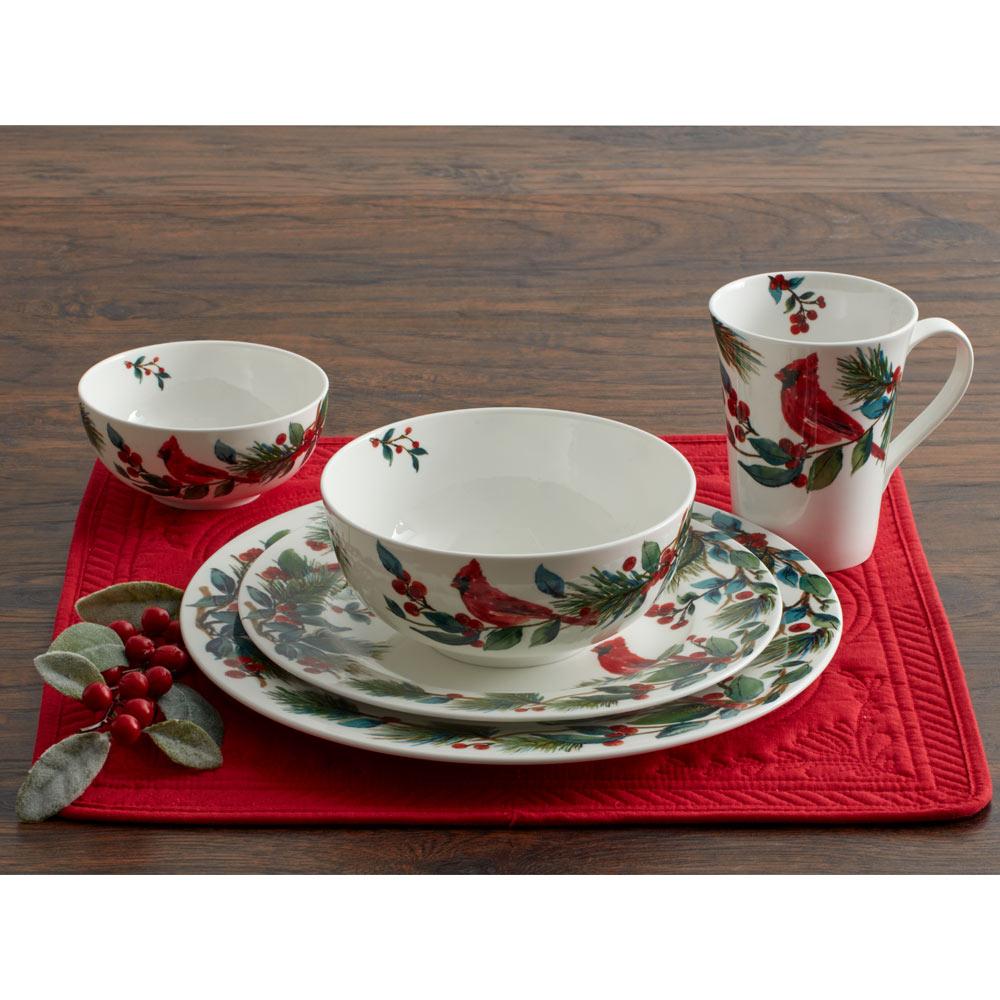 Winter Cardinal Set of 4 Dinner Plates
